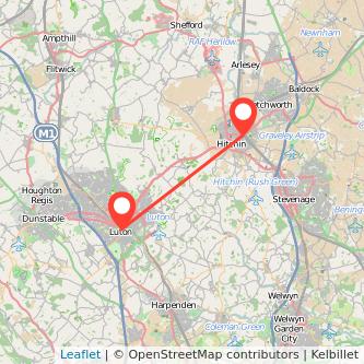 Luton Hitchin bus map