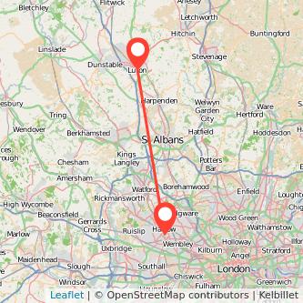 Luton Harrow bus map