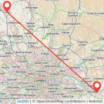 Luton Gravesend bus map