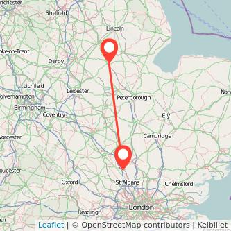 Luton Grantham bus map