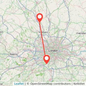 Luton Epsom train map