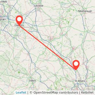 Luton Coventry train map