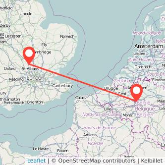 Luton Brussels train map