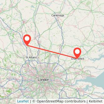 Luton Chelmsford train map