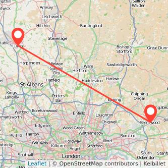 Luton Brentwood train map