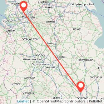 Luton Bolton bus map