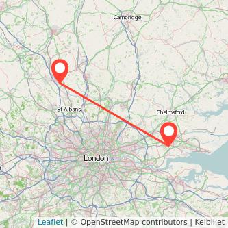 Luton Basildon bus map