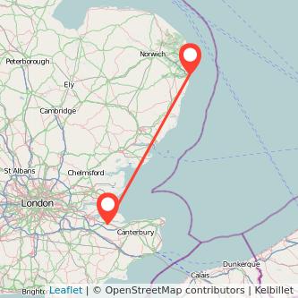Lowestoft Sittingbourne bus map