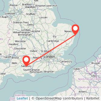 Lowestoft Salisbury train map
