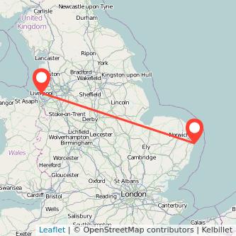 Lowestoft Liverpool bus map