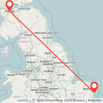 Lowestoft Glasgow train map