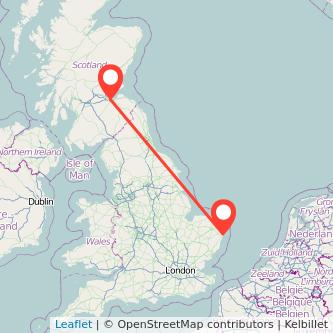 Lowestoft Edinburgh bus map