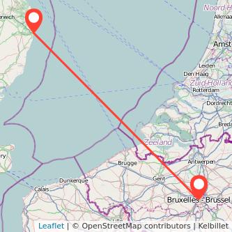 Lowestoft Brussels train map