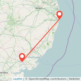 Lowestoft Colchester train map