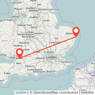 Lowestoft Bristol train map