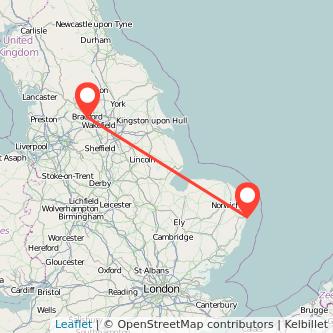 Lowestoft Bradford bus map