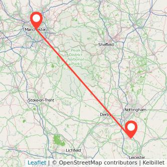 Loughborough Manchester train map