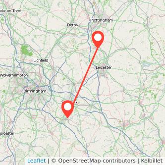 Loughborough Leamington train map