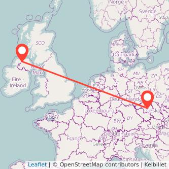 Derry Prague flight map