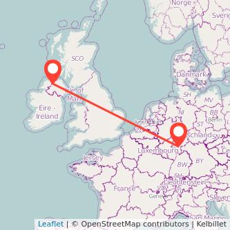 Derry Frankfurt flight map
