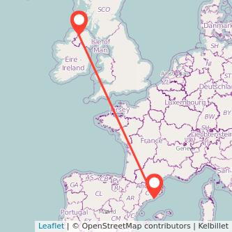 Derry Barcelona flight map