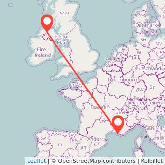 Derry Marseille flight map