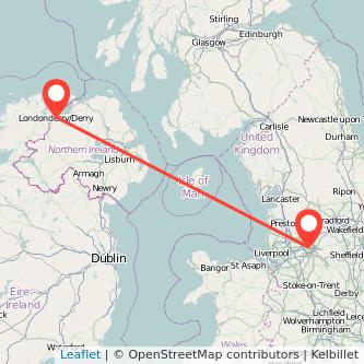 Derry Manchester flight map