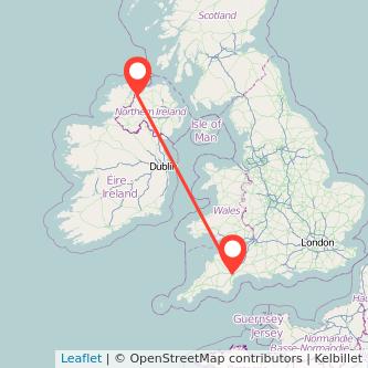 Derry Exeter flight map