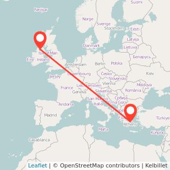 Derry Athens flight map