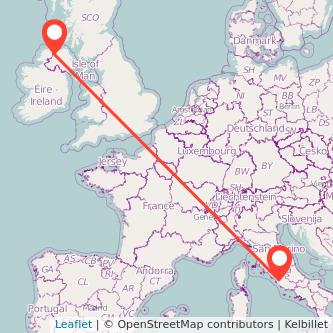 Derry Rome flight map