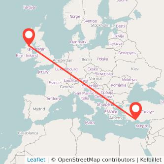 Derry Antalya flight map