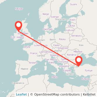 Derry Istanbul flight map