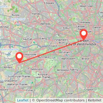 London Feltham train map