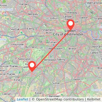 London Surbiton bus map