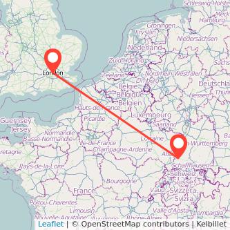London Freiburg im Breisgau Mitfahrgelegenheit Karte