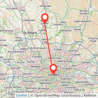 London Welwyn Garden City train map