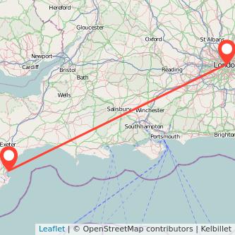 London Torquay train map