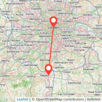 London Redhill train map