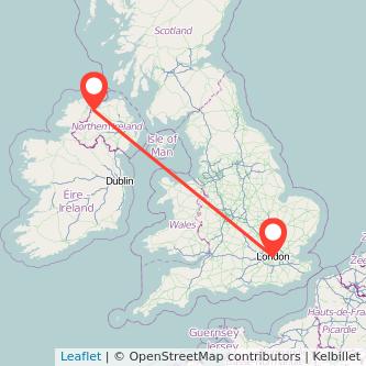London Derry flight map