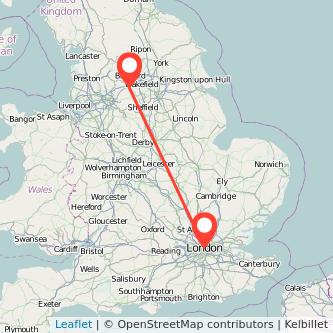 London Huddersfield bus map