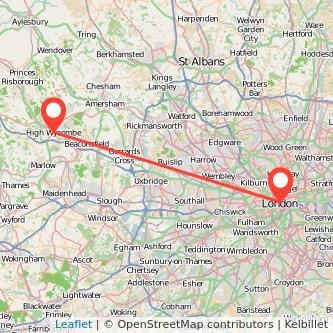 London High Wycombe train map