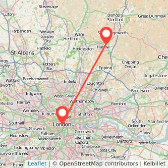 London Harlow train map