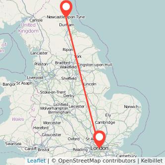 London Gateshead train map