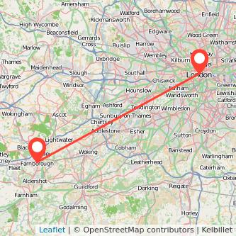 London Farnborough bus map