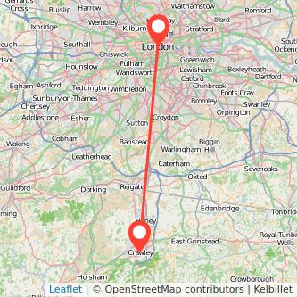 London Crawley bus map