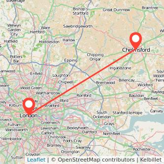 London Chelmsford bus map