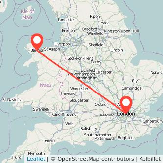 London Bangor train map