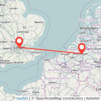 London Antwerp bus map