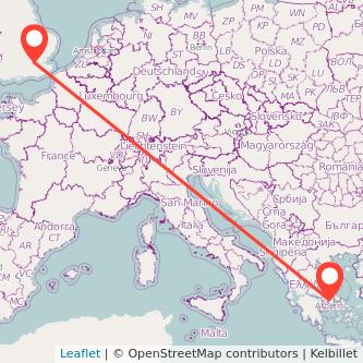 London Athens train map