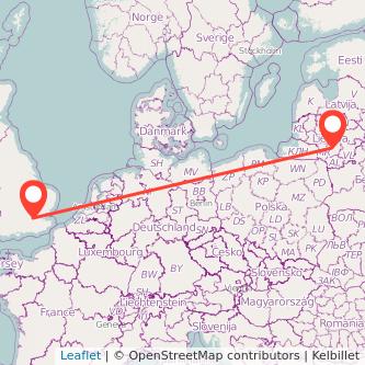 London Kaunas bus map